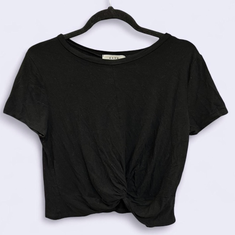 Gaze Black Twist-Front Crop Top